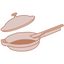 Illustration of a frying pan with a lid on a white background