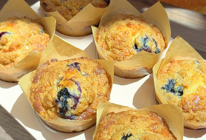 Blueberry Streusel Protein Muffins