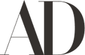 The image shows the black capital letters A and D in a serif font, overlapping on a light gray background.