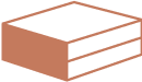 A simple, brown, rectangular box with two horizontal lines dividing the front face into three sections.