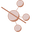 A diagram showing one large central circle with a diagonal line through it and four smaller circles connected by straight lines.
