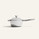 A Titanium Perfect Pot Pro 3 L stainless steel saucepan with a matching lid and a long handle.
