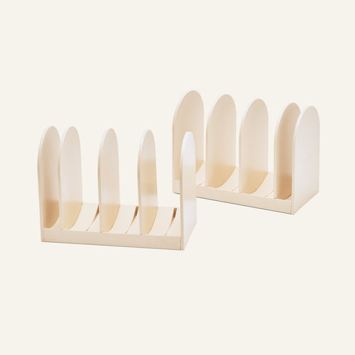 Two identical Universal Storage organizers with five upright dividers each, ideal for cookware or Wonder Oven storage, on a plain light background.