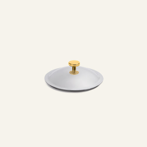 Round stainless steel Titanium Pro Lid 20 cm with a gold-tone knob handle.